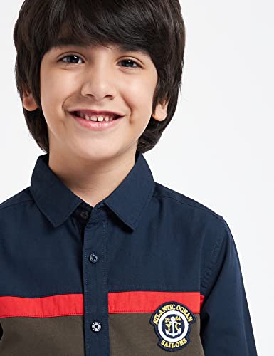 Image of Amazon Brand - Jam & Honey Boy's Regular Shirt (JH-NAU-SHR-02 Navy 3 6-7 Years)