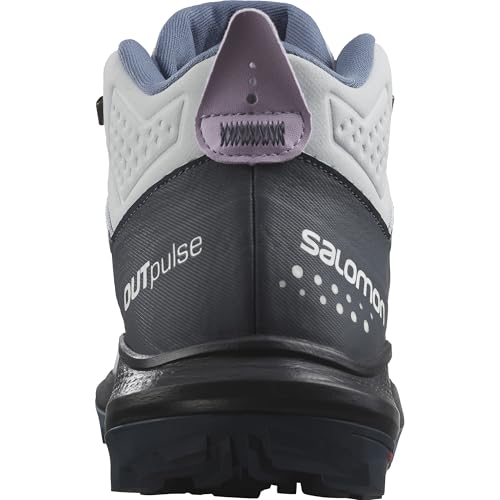Salomon Women’s Outpulse Mid Gore-Tex, Waterproof Neutral Hiking Shoes - Arctic Ice/India Ink/Orchid Bloom - 9.5