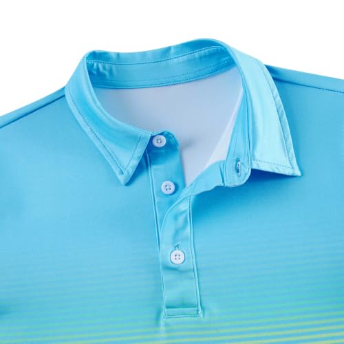 westwolf Boys Hawaiian Polo Shirt Golf Blue Red Gradient Stripes 11-12 Year - image 4