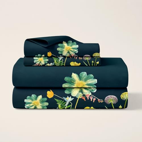 Image of Cloth Fusion Glace Cotton Super King Size Flat Bedsheet 108 x 108 Inch with 2 Pillow Covers (Sea View)