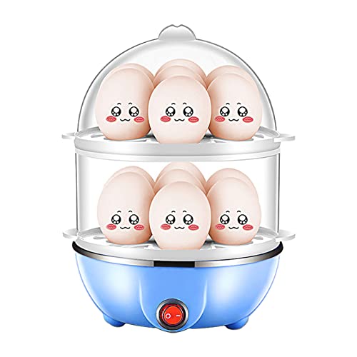Irishom Hervidor de Huevos de Doble Capa Capacidad para 14 Huevos Hervidor de Huevos Duros Hervidor de Huevos eléctrico antiseco con Taza medidora de 40 ml Verduras al Vapor