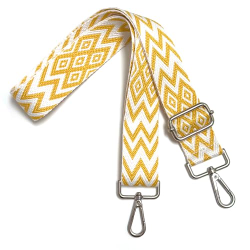 Image of S&loyoe Silver bucklePurse Straps Replacement Crossbody Bag Strap Adjustable Wide Guitar Straps for Handbags 1.5inch (Ripple yellow silver)
