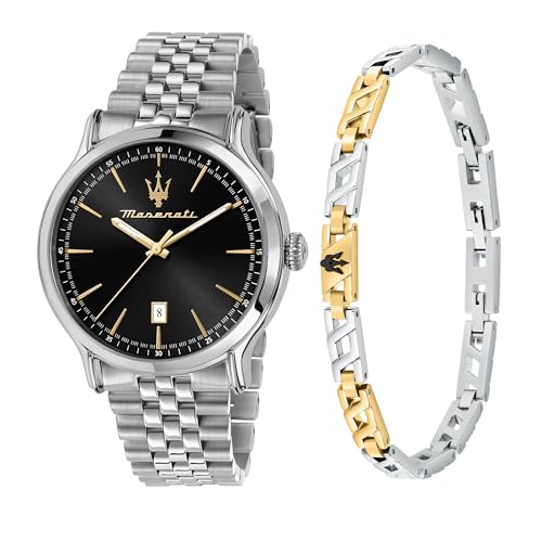 Maserati Classic Date Analog Black Dial & Silver Stainless Steel Band Watches for Men - R8853118029 (B0CST7WYWH) Amazon Price History, Amazon Price Tracker
