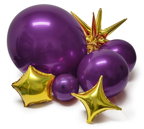 Image of Dark Purple Balloon Arch Double Stuffed Metallic Purple Balloon Garland
