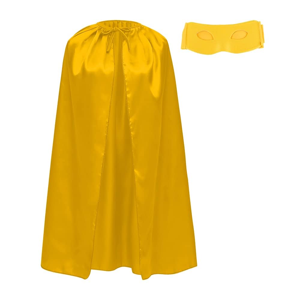 Mantello E Mascherina Da Supereroe Per Bambini: Lungo 90 Cm, Set 2 Pezzi Giallo, Costume Superman - 2