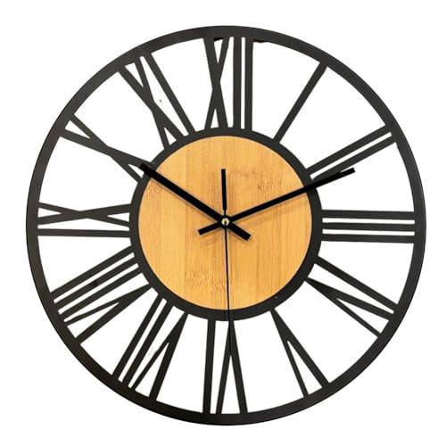 壁掛け時計 アンティーク アイアン 木製 北欧 雑貨 シンプル 静音 インテリア ブラック お祝い プレゼント ウォールクロック 木 掛け時計