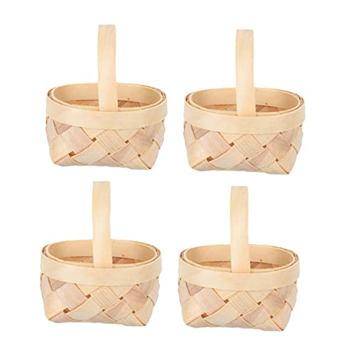 Cabilock 4pcs Handwoven Baskets Decorative Wooden Candy Baskets for Weddings Parties and Picnics Lightweight Stylish and Easy to Carry for Sharing Treats