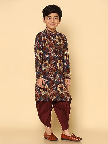Image of KISAH Kids' Kurta - Printed Cotton Blend - Traditional Indian Ethnic Wear for Kids - Ideal for Weddings and Festivals