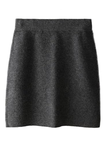 Women Mini Slim Fit Skirt Merino Wool Above Knee Elastic Waist Office Lady Skirt