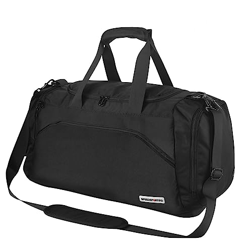 Speedsporting Sac de Sport Homme avec Compartiment à Chaussures Sacs de Voyage Imperméables de Grande Capacité Sac Gym Fitness Sac à Week-End Sac à Bandoulière et Sac à Main 45L (Noir)