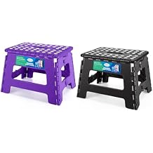 Dyforce Folding Step Stool 9", Kids Step Stool, Light-Weight Toddler Step Stool for Kitchen, Bathroom, Holds Up to 300 lbs Purple&Black