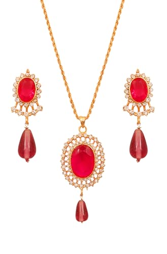 Image of Touchstone Indian Colorful Delicate Desire Traditional Exclusive Designer Jewellery Pendant Sets for Women