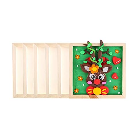 6 Pack Wood Panel 8 x 8'' Wood Canvas Board Blank Framed Wood Sign Unfinished Wood Art Panel Crafts Boards for Painting DIY Wood Tray Square Wooden Shadow Boxes for Craft, Drawing, Painting, Pouring Cover