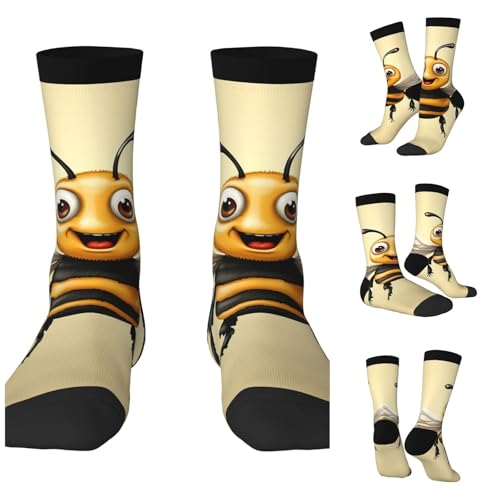 LZQPOEAS Honey Bee Athletic Socks Unisex Cushioned Crew Socks Hiking Running Calf Sock Soft Above Ankle Sock