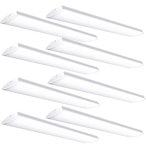 🛒 Crazy Deals AntLux 4FT LED Wraparound Light Flush Mount Garage Shop Lights, 40W 4800 Lumens, 4000K, Wrap Light, 4 Foot Integrated Linear Puff Office Ceiling Lighting Fixture, Fluorescent Tube Replacement, 8 Pack