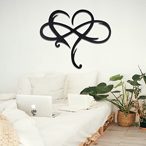 Freelivity Infinity Heart Metal Wall Decor, Unique Infinity Heart Wall Decor Love Sign Plaque Steel Art Geometric Wall Wall Yard Art Heart Ornaments Cut Out For Home Wedding Decor (11.4X13.7Inch, Black) #TOP3