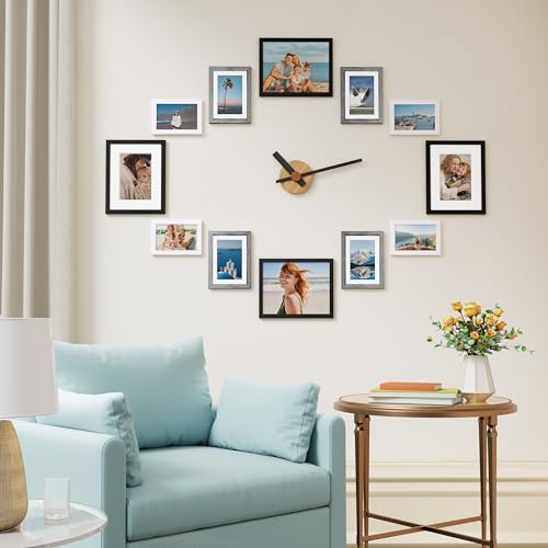 Image of Vittanly 12 Pack Picture Frames Collage Wall Decor for Mounting or Tabletop Display, Gallery Wall Frame Set for Family, Multi Sizes Including 4pcs 8x10, 4pcs 5x7, 4pcs 4x6, Black, Grey and White