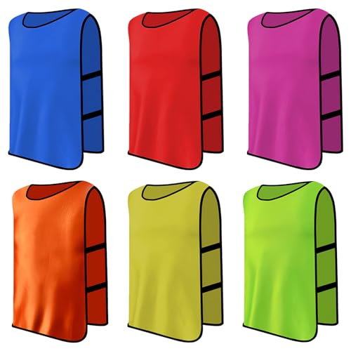Lot de 6 Chasubles D'Entraînement Sport Enfants, Gilet D'Entraînement Professionnel de Football, Chasuble Enfant Football, Training Gilets pour Pratique...