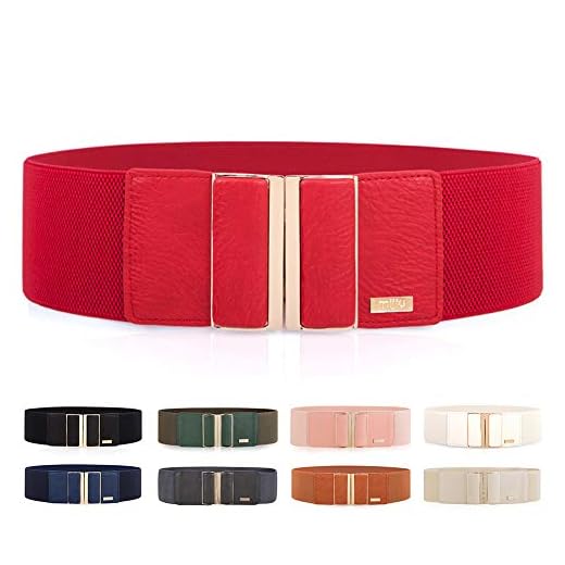 Mijiu, Cinturón Ancho Elástico para Mujer con Hebilla de Aleación, Rojo (Hecho en China/ Made in China)