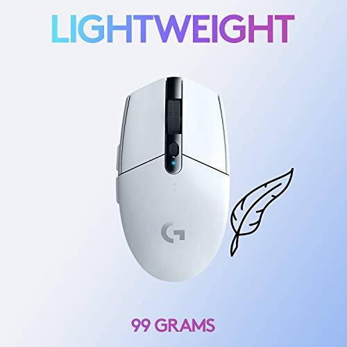 Logitech G305 LIGHTSPEED Wireless Gaming Mouse - 12,000 DPI, Lightweight, 6 Programmable Buttons, 250h Battery Life - White