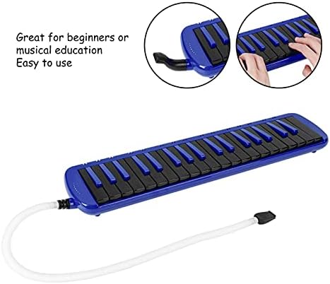 F-37s Melodica 37-Key Wind Keyboard Musical Instrument with Blowpipe Mouthpiece and Note Sticker for Beginner Practice (Blue)