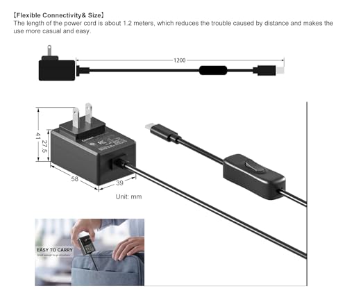 Alimentation Raspberry Pi 5 27W USB-C PD avec interrupteur 5.1V 5A - 6