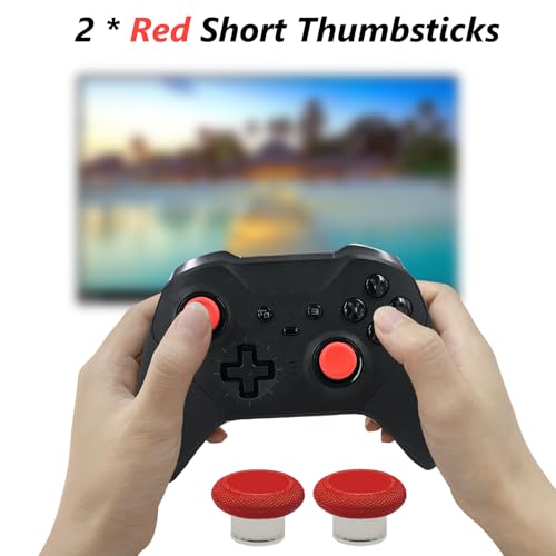 Image of 2 Pack Elite 2 Controller Short Thumbsticks Replacement for Xbox Elite Series 2 Controller,0.39in Standard Height Concave Magnetic Analog Short Joysticks Replacement for Elite Series 2 Core (Red)