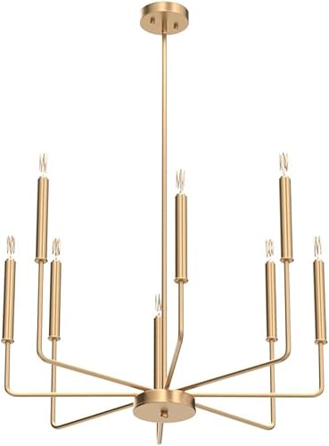 Miniatura 4 de Moderno candelabro dorado de granja, candelabro rústico de 8 luces, candelabros colgantes industriales para comedor, cocina, vestíbulo, entrada,