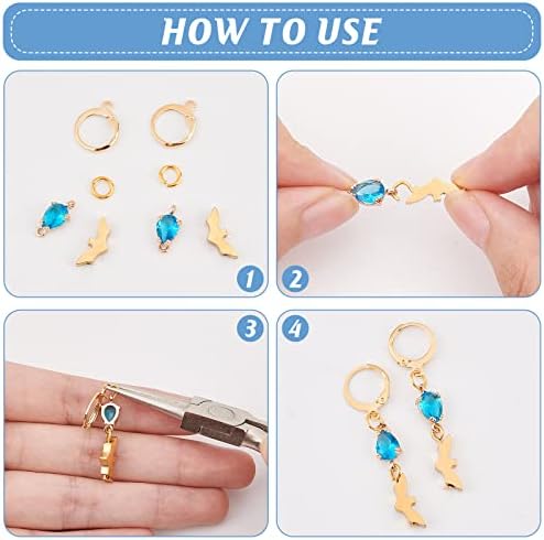 UNICRAFTALE 50pcs Lever Back Earrings Stainless Steel Leverback Earring Hoop Earring with Loop Golden Leverback Earwire Findings for DIY Jewelry Making 14.5mm Long