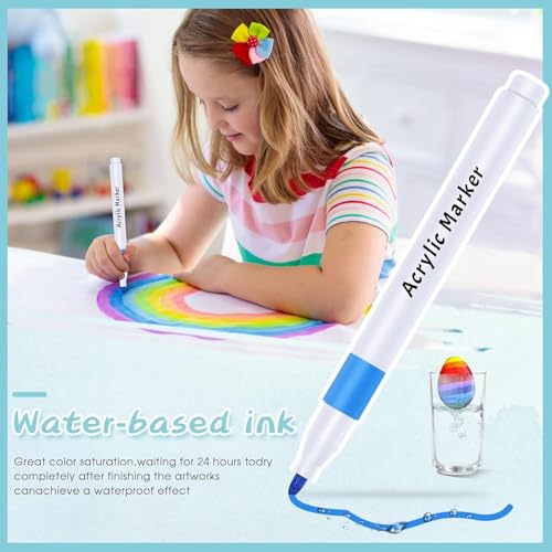 Image of Wynhard Acrylic Markers Pen Paint Acrylic Colour Pens for Painting Acryli Colour Markers Set 24 Shades Paint Pens Markers for Rock, Wood, Canvas, Stone, Glass, Ceramic, Fabric DIY Crafts Art Supplies