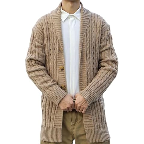 HAOLEI Men’s Chunky Knit Cardigan Cover