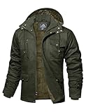MAGCOMSEN Winter Jackets for Men Military Jacket Parka Coat Fleece Lined Winter Cargo Jackets Green L