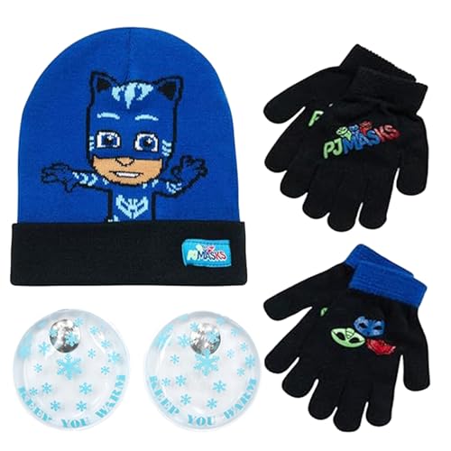 Image of PJ Masks Winter Hat and 2 Pair of Gloves or Mittens Set (Age 2-7)
