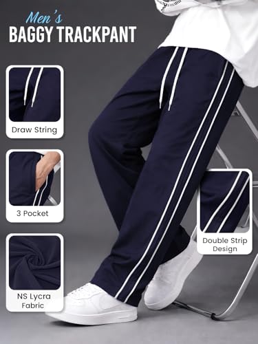 Image of CHKOKKO Men's Relaxed Track Pants for Gym Workout Running Casual Wear Sports Lower with Pockets Adjustable Drawstring Waist Lightweight Quick Dry Activewear Fitness