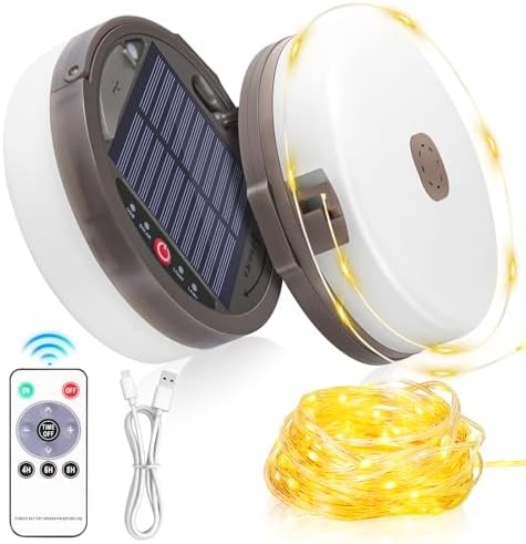 Guirlande Lumineuse Camping 10m Solaire + USB 4-en-1 – 2800mAh Power Bank, 8 Modes, IP65 Étanche, Parfaite Tente Jardin Rando