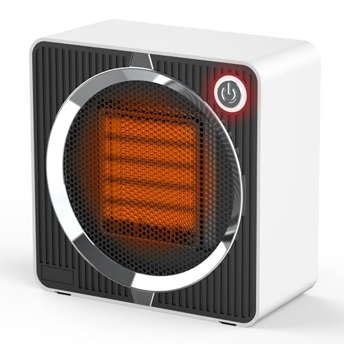 500W Termoventilatore Basso Consumo, Stufetta Ceramica, Scaldabagno Elettrico Integrati, Stufetta Elettrica PTC, Doble Protección de Seguridad, Portatile Silenzioso per Piccoli Spazi