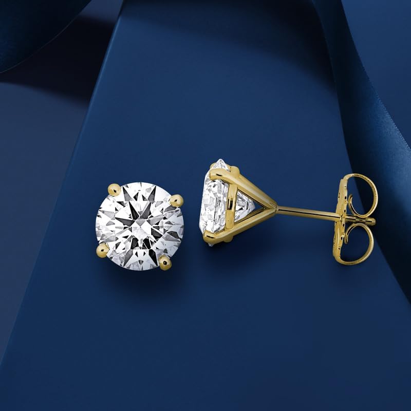 Image of Lab-Grown Diamond Stud Earrings With Unique laser engraved Diamond ID, Set In Platinum, White Gold or Yellow Gold - D Color, VVS2 Clarity, IGI Certified Lab-Grown Diamonds - Available in 1 to 5 CTTW