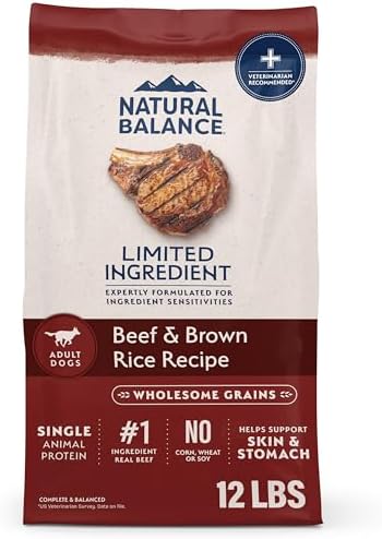 Natural Balance Limited Ingredient Adult Dry Dog Food with Healthy Grains, Beef & Brown Rice Recipe, 12 Pound (Pack of 1)
