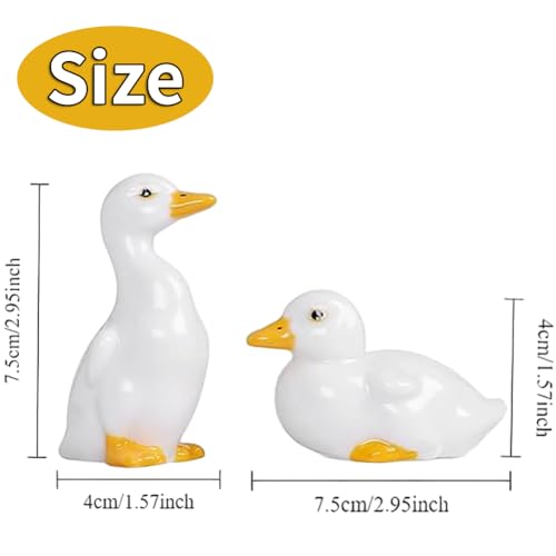 Estatuilla decorativa de cerámica en forma de pato, set de 2 miniatura 6
