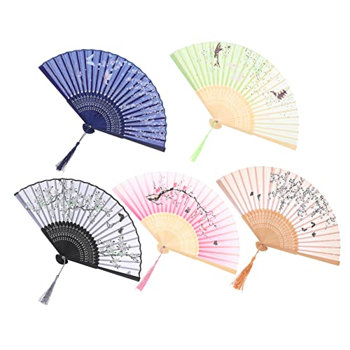 GOOHOCHY 5 Piezas Ventilador Elegante para Baile y Decoración Accesorio Retro para Fotografía y Fiesta Aleatorio