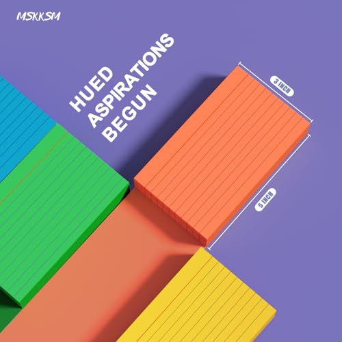 image for MSKKSM Colored Index Cards 3x5 Inch - 300 Count Flash Cards for Studin