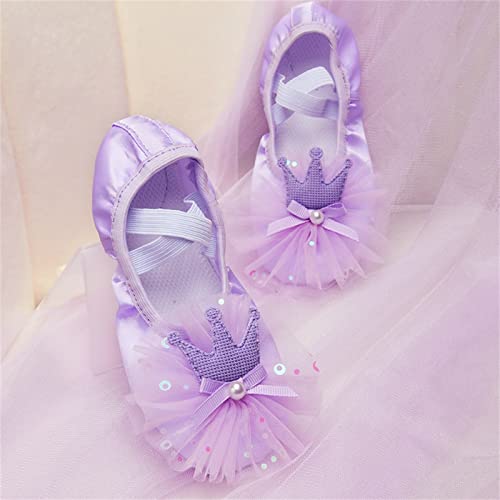 Leather Ballet Shoes Toddler Girls Ballet Slippers with Bow No-Tie Baby Dance Shoes Non-Slip Yoga Shoes (Purple, 10.5 Little Child)2