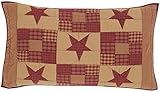 VHC Brands Classic Country Primitive Bedding-Ninepatch Star Red Sham, King, Burgundy