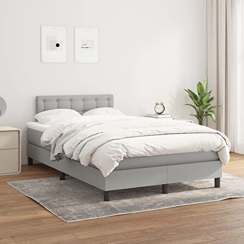 BAZZI Boxspringbett 120 x 200 cm mit Matratze Polsterbett 120 x 200 cm Komplettes Bettset,Bett 120 x 200 cm Mit Matratze und Lattenrost Hellgrau-80 Stoff Jugendbett für Jugendzimmer, Futonbett BAZZI Boxspringbett 120 x 200 cm mit Matratze Polsterbett 120 x 200 cm Komplettes Bettset,Bett 120 x 200 cm Mit Matratze und Lattenrost Hellgrau-80 Stoff Jugendbett für Jugendzimmer, Futonbett