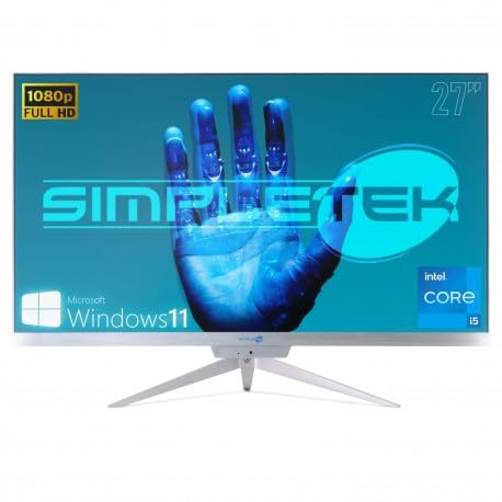 SIMPLETEK PC All in One RGB Core i5 Windows 11 Pro 27" Full HD RAM 16 GB SSD 2 TB | Webcam Integrata, WiFi5, Bluetooth | Computer Fisso Desktop