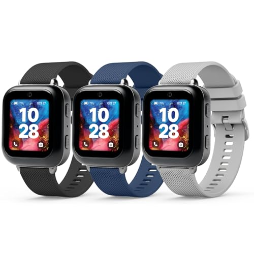 Mugust Silicone Bands for Bark Watch Band 3 Pack Soft Sport Replacement Bands for Kids (Black+Navy Blue+Grey)