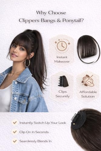 Image of Hair Bangs for Women Clip-In Bangs Hair Extensions for Women - Natural Looking Synthetic Fringe Bangs, Easy Clip Front Hair Bangs Extension, Lightweight Fake Bangs for Women