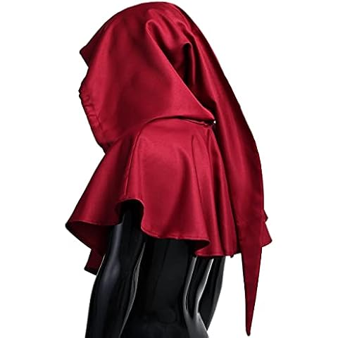 COSDREAMER Medieval Hooded Cowl Cross Necklace Halloween Cloak for Men Women Witch Wizard Cosplay (Wine red) Cover