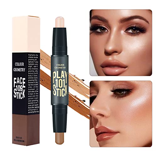 Contorno Maquillaje,Highlighter Maquillaje,Contour Stick,Iluminador y Countoring,Contouring Stick,Barra Contorno Maquillaje,Herramienta de Maquillaje de Doble Cabeza