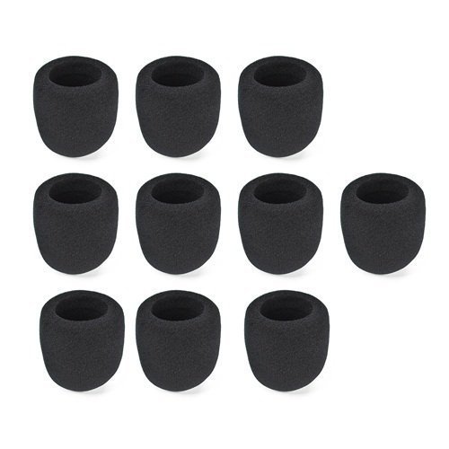 Zittop 10 Pieces Black Handheld Stage Microphone Windscreen Foam Mic Cover Karaoke DJ